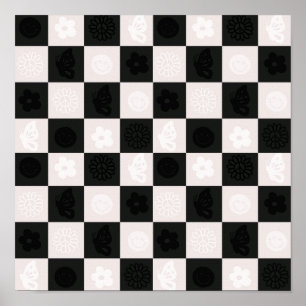 Groovy Retro Schachbrett Pattern Poster