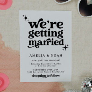 Groovy Retro Schriftart Einladung zur Hochzeit