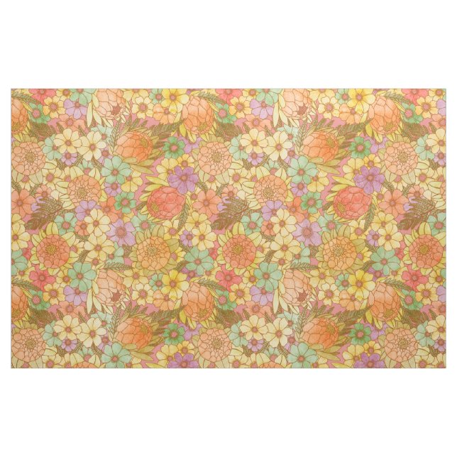 Groovy Retro Sommerzeit Protea und Daisy Muster Stoff (Fat Quarter (45,7 x 55,9 cm))