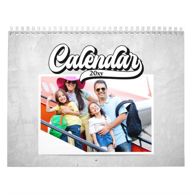 Groovy Retro Style Text, bearbeitbares benutzerdef Kalender (Titelbild)