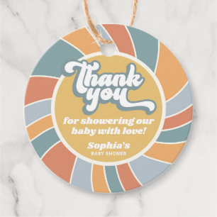 Groovy Retro Sunshine Baby Dusche Vielen Dank Geschenkanhänger