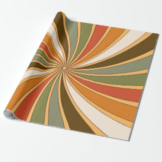 Groovy Retro-Swirbel in warmen Erdtönen Geschenkpapier