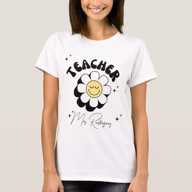Groovy Retro Teacher T-Shirt (Vorderseite)