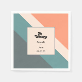 Groovy-Retro The Wedding Of Orange Dusty Blue  Serviette
