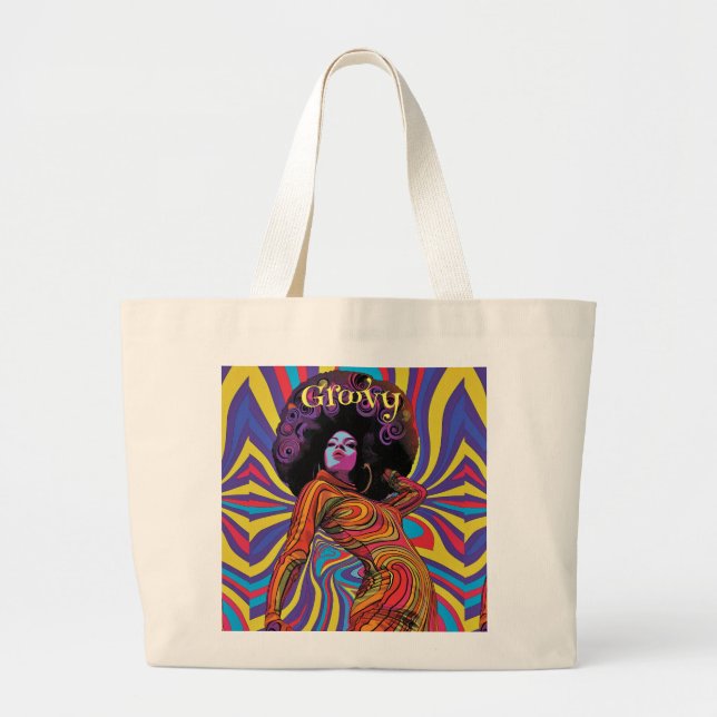 Groovy Retro Tote Bag Jumbo Stoffbeutel (Vorne)