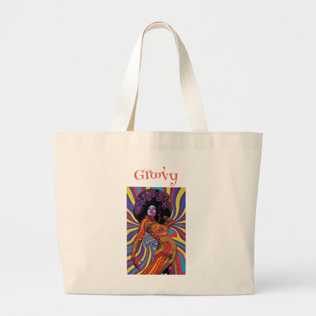 Groovy Retro Tote Bag Jumbo Stoffbeutel (Vorne)