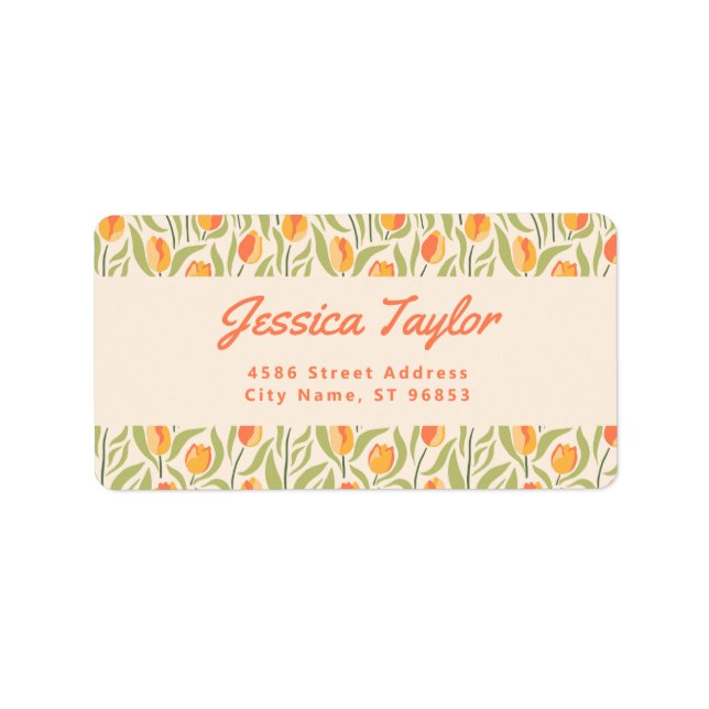 Groovy Retro Tulip Rücksendeadresse Adressaufkleber (Vorne)