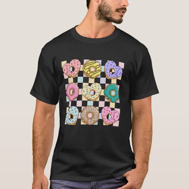 Groovy Retro Valentine Donuts Herz Candy Teacher T-Shirt (Vorderseite)