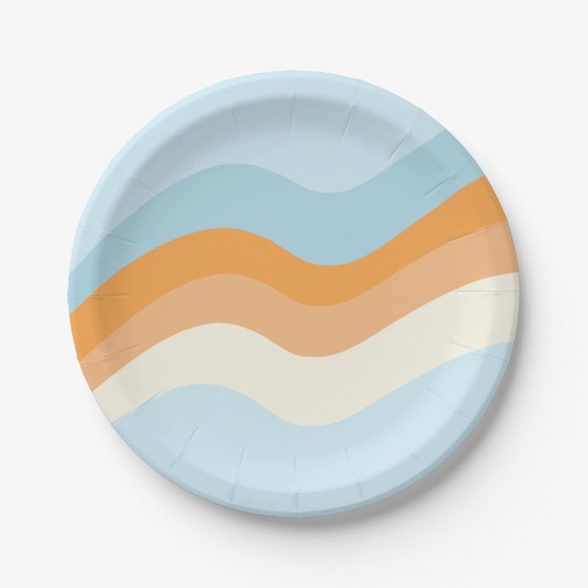 Groovy Retro Vibes Blue Orange Paper Teller (Vorderseite)