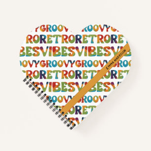 Groovy Retro Vibes Multicolor Niedlich 70er Inspir Notizbuch