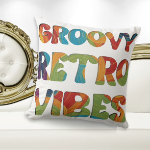 Groovy Retro Vibes Reversible Hippie Multicolor Kissen