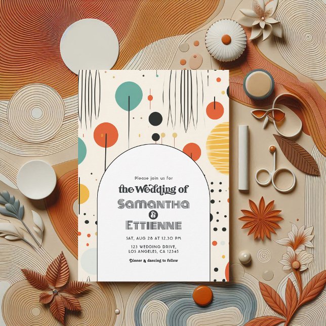 Groovy Retro Vibes Wedding Einladung (Groovy Retro Vibes Wedding Invitation)