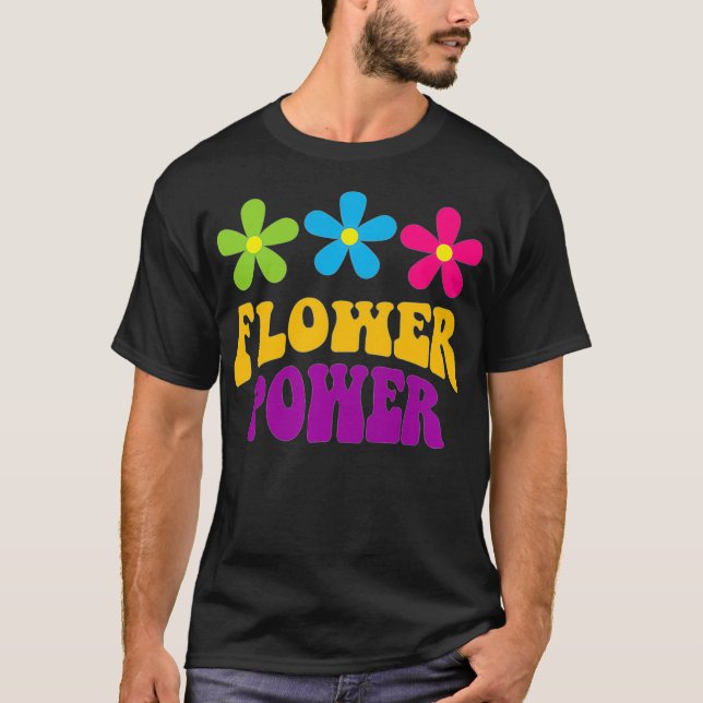 Groovy Retro Vintage Blume Power Premium  T-Shirt (Vorderseite)