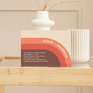 Groovy Retro Vintager Regenbogen 70er Hochzeit + Q Einladung