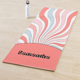 Groovy Retro Waves in Pastel Colors Yogamatte