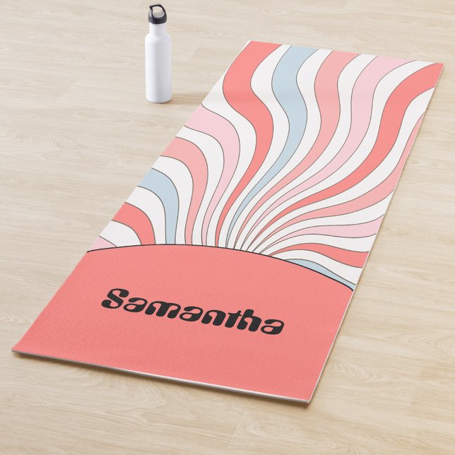 Groovy Retro Waves in Pastel Colors Yogamatte (Von Creator hochgeladen)