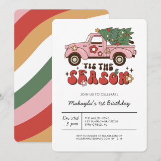 Groovy Retro Weihnachten Geburtstag Einladung