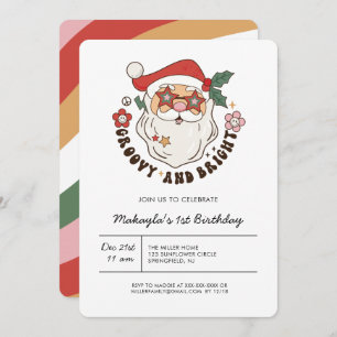 Groovy Retro Weihnachten Geburtstag Einladung