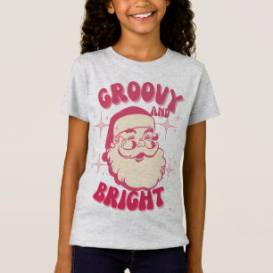 Groovy Retro-Weihnachtsmann-Kopf Rosa Weihnachten T-Shirt