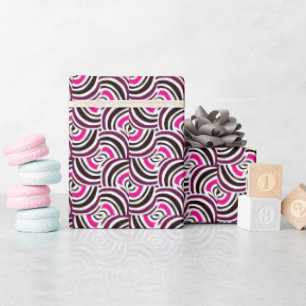 Groovy Retro Wirbel rosa Muster Geschenkpapier