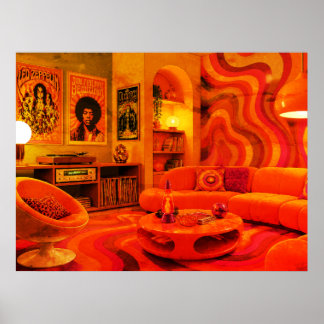 Groovy Retro Wohnen 1970 Stil Coole Farben Wand Poster