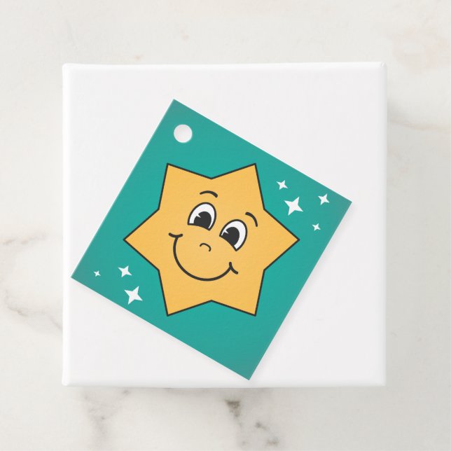 Groovy Retro xmas star Smiley Geschenkanhänger (Beispiel)