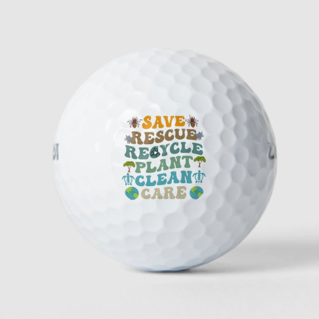 Groovy Rett Bees Rescue Animals Gerecycelt Earth D Golfball (Vorderseite)