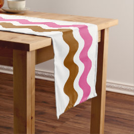 Groovy Ric Rac Streifen - Braun und Hot Pink Mittelgroßer Tischläufer
