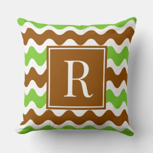 Groovy Ric Rac Streifen - Horizontal Braun & Limet Kissen