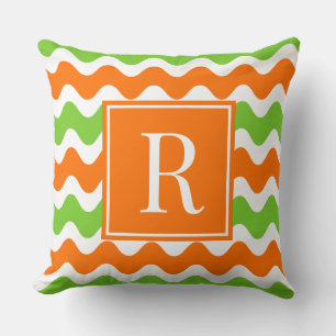 Groovy Ric Rac Streifen - Horizontal Orange & Lime Kissen