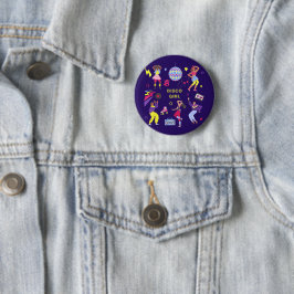 Groovy Roller Disco Lila Party Millennial Retro Button