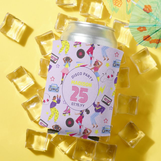 Groovy Roller Disco Lila Party Millennial Retro Dosenkühler (In Situ Sommer)