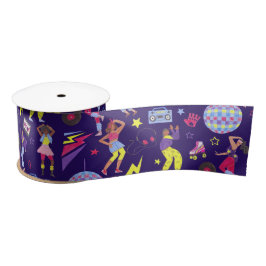 Groovy Roller Disco Lila Party Millennial Retro Satinband