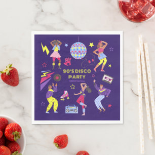 Groovy Roller Disco Lila Party Millennial Retro Serviette