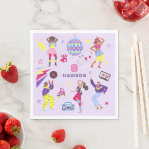 Groovy Roller Disco Party Retro 80er Disco-Kugel  Serviette