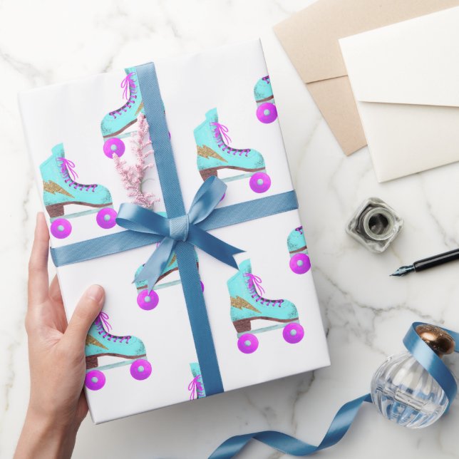 Groovy Roller Skate Pattern Geschenkpapier (Schenken)