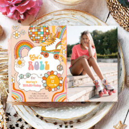 Groovy Roller Skate Retro 70er Rainbow Birthday Einladung