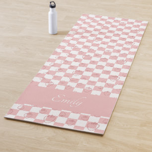 Groovy rosa Strawberry Checkerboard, Y2K 90s Yogamatte