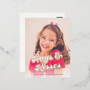 Groovy Rose Gold Valentinstag Foto Folien Feiertagspostkarte