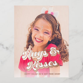 Groovy Rose Gold Valentinstag Foto Folien Feiertagspostkarte