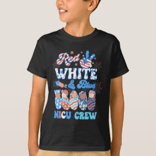 Groovy Rot Weiß Blau Nicu Crew Nicu Krankenschwest T-Shirt