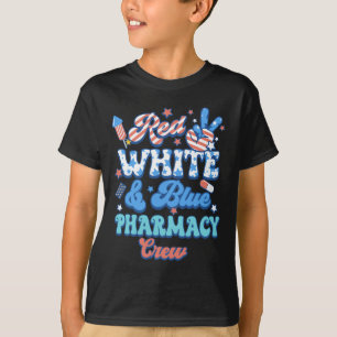 Groovy rote weiße blaue Apothekencrew Apotheker 4. T-Shirt
