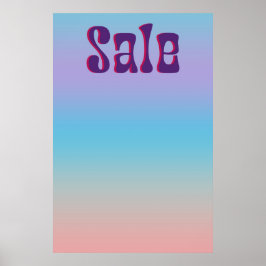 Groovy Sale Iridescent Gradient Retro Style Poster