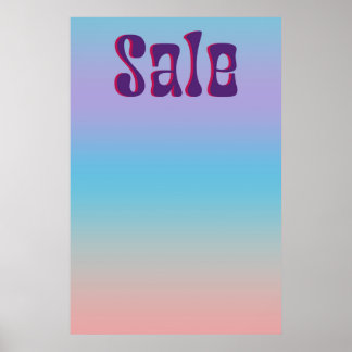 Groovy Sale Iridescent Gradient Retro Style Poster