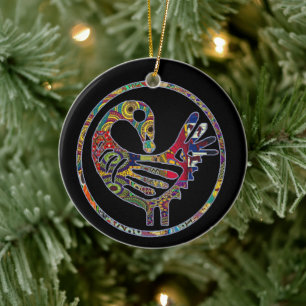 Groovy Sankofa Bird Keramik Ornament