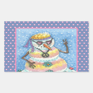 GROOVY SCHNEEMANN, FRIEDENSZEICHEN WEIHNACHTSAUFKL RECHTECKIGER AUFKLEBER