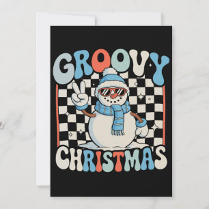 Groovy Schneemann karierter Weihnachten Xmas Kinde Einladung