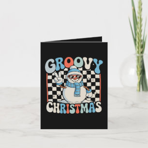 Groovy Schneemann karierter Weihnachten Xmas Kinde Karte