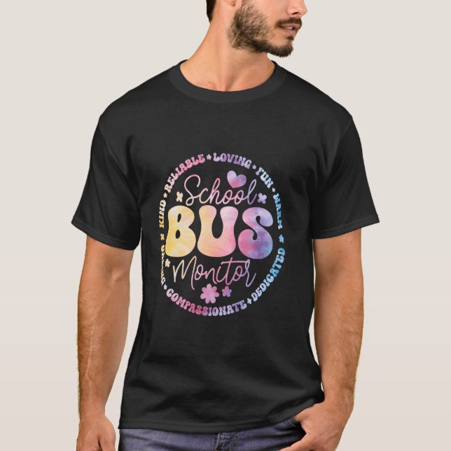 Groovy School Bus Monitor Driver Squad Einschätzun T-Shirt (Vorderseite)