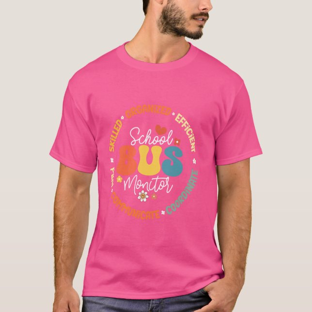 Groovy School Bus Monitor Driver Squad Einschätzun T-Shirt (Vorderseite)